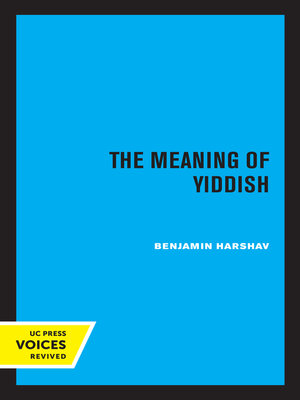 cover image of The Meaning of Yiddish
